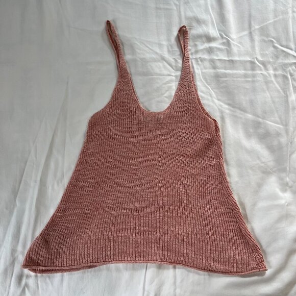American Eagle Light Pink Tight Knit Flare Spaghetti Strap Tank Top | Size S - Picture 5 of 5